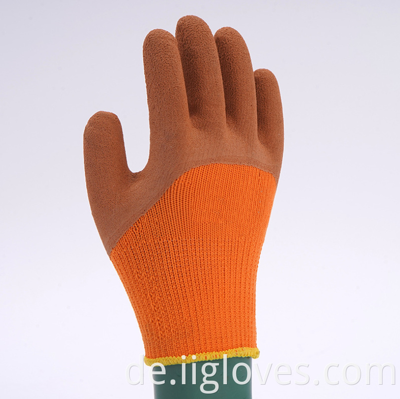 Orangefarbene Nylonschaum Terry-Handschuhe braune Latexschaum-Verschleiß-resistenten Schaumfrühchen-Jubelhandschuhe halbhangende atmungsaktive Handschuhe